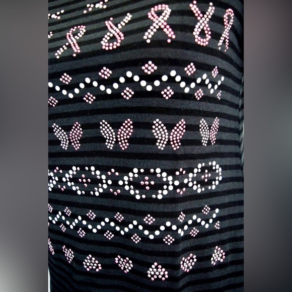 Style & Co.  top Black Pink Embellished with Hearts Butterflies small st… - Picture 4 of 4